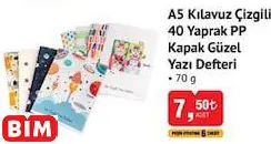 STUDİ A5 KILAVUZ ÇİZGİLİ 40 YAPRAK PP KAPAK GÜZEL  YAZI DEFTERİ